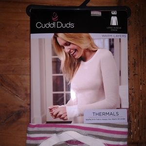 Cuddl Duds Thermals Long Sleeve *Rose Stripe*  XS